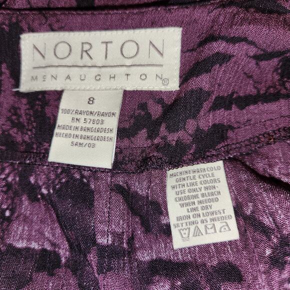 NORTON McNAUGHTON Samburo Midi Maxi Skirt 8 Purple Black Print Whimsigoth Witchy - Picture 6 of 12